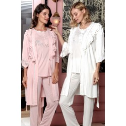 Bone 4702 بيجاما حوامل برود مطعمة  - البودرة الوردي Bone 4702 بيجاما حوامل برود مطعمة  - البودرة الوردي