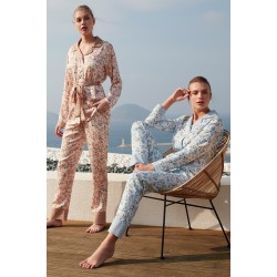 Feyza 3441 بيجاما حوامل زهرة منقوش ومحبوكة  - البيج Feyza 3441 بيجاما حوامل زهرة منقوش ومحبوكة  - البيج