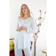 Haluk Bayram 3507m بيجاما حوامل ازرق  Haluk Bayram 3507m بيجاما حوامل ازرق