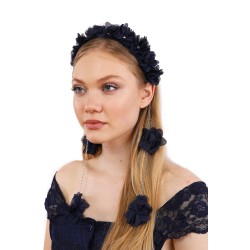 Lht 16067 تاج حوامل ازرق داكن نمط ورد  Lht 16067 تاج حوامل ازرق داكن نمط ورد