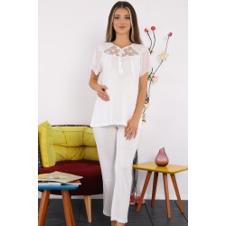 Marilyn 5624e بيجاما حوامل بيج فاتح قماش شيفون اكمام  Marilyn 5624e بيجاما حوامل بيج فاتح قماش شيفون اكمام