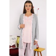 Marilyn 7069p بيجاما حوامل زهري رمادي  Marilyn 7069p بيجاما حوامل زهري رمادي