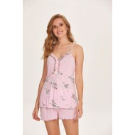 Marilyn 7279p بيجاما شورت زهري ازرار أمامية  Marilyn 7279p بيجاما شورت زهري ازرار أمامية