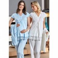 Bone 4503 بيجاما حوامل ثلاث قطع - أزرق Bone 4503 بيجاما حوامل ثلاث قطع - أزرق