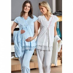 Bone 4503 بيجاما حوامل ثلاث قطع - أزرق Bone 4503 بيجاما حوامل ثلاث قطع - أزرق