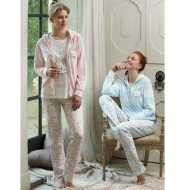 Feyza 3130 بيجاما حوامل مخمل  - زهري