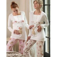 Feyza 3149 بيجاما حوامل مع مريلة - قهوة المنك Feyza 3149 بيجاما حوامل مع مريلة - قهوة المنك