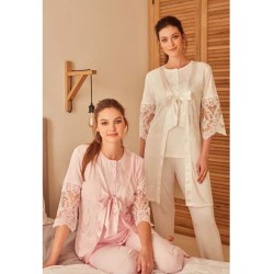 Feyza 3265 بيجاما حوامل 3 قطع - زهري Feyza 3265 بيجاما حوامل 3 قطع - زهري