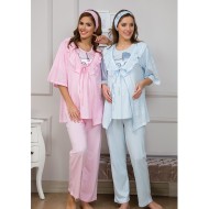 Haluk Bayram 3104 بيجاما تريكو حوامل  - أزرق Haluk Bayram 3104 بيجاما تريكو حوامل  - أزرق