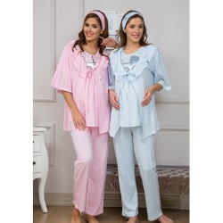 Haluk Bayram 3104 بيجاما تريكو حوامل  - أزرق