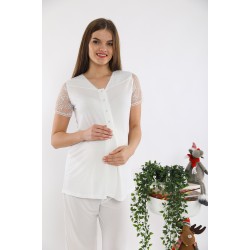 Pierre Cardin 7575 بيجاما حوامل كم قماش تول - سكري Pierre Cardin 7575 بيجاما حوامل كم قماش تول - سكري